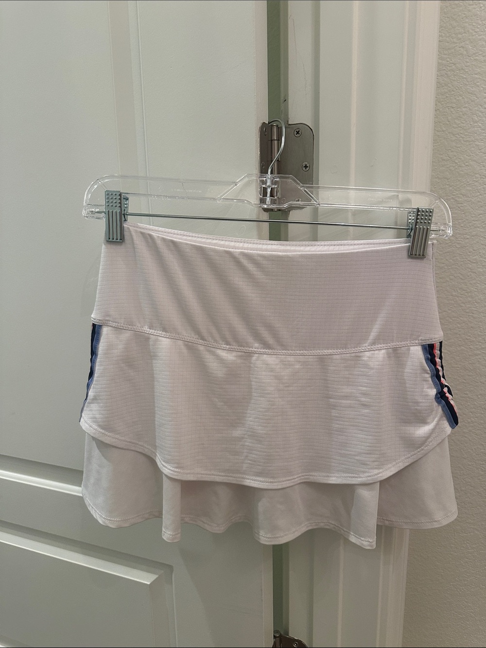 Lucky in Love White Layered Skort with Navy and Pink Side Stripes